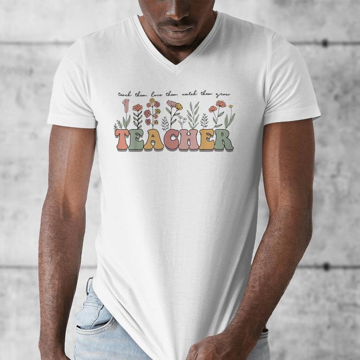 Teach Them Love Them Watch Them Grow Teacher Men's V-Neck T-Shirt, funny design Teach Them Love Them Watch Them Grow Teacher Men's V-Neck T-Shirt, funny design
