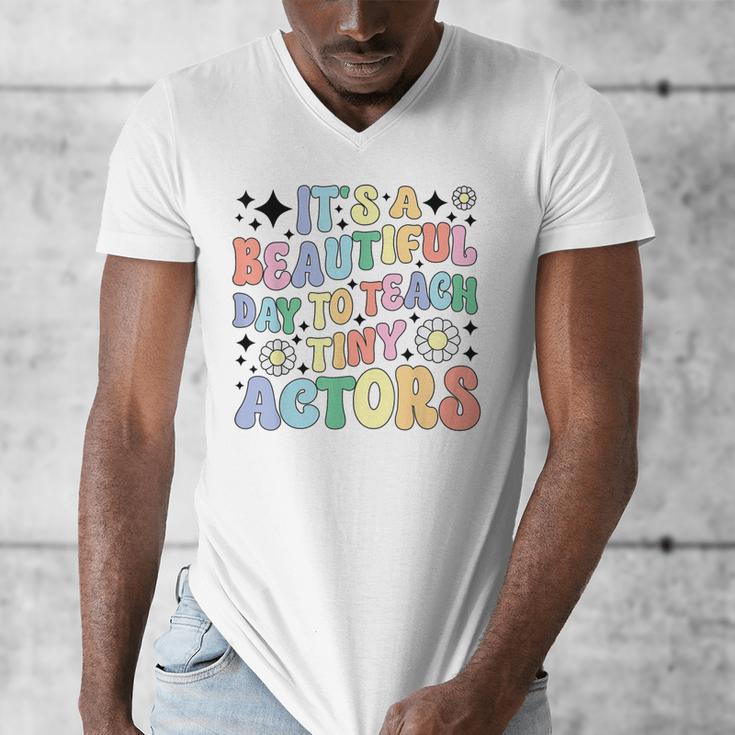 Teach Tiny Actors Theater Drama Teacher Drama Teaching Men's V-Neck T-Shirt, funny design
