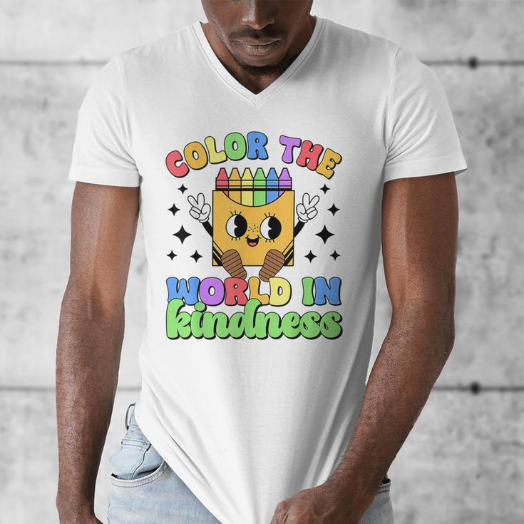 Teacher Back To School Color In Kindness Crayon Pencil Men's V-Neck T-Shirt, funny design Teacher Back To School Color In Kindness Crayon Pencil Men's V-Neck T-Shirt, funny design