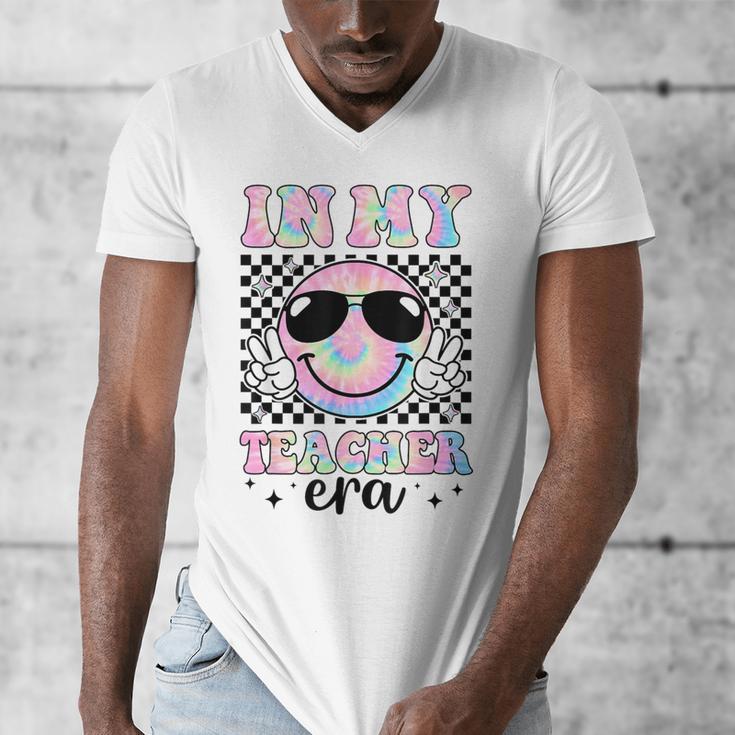 In My Teacher Era Groovy Tie Dye Back To School Cute Teacher Men's V-Neck T-Shirt, Groovy Teacher Gifts, funny design In My Teacher Era Groovy Tie Dye Back To School Cute Teacher Men's V-Neck T-Shirt, Groovy Teacher Gifts, funny design
