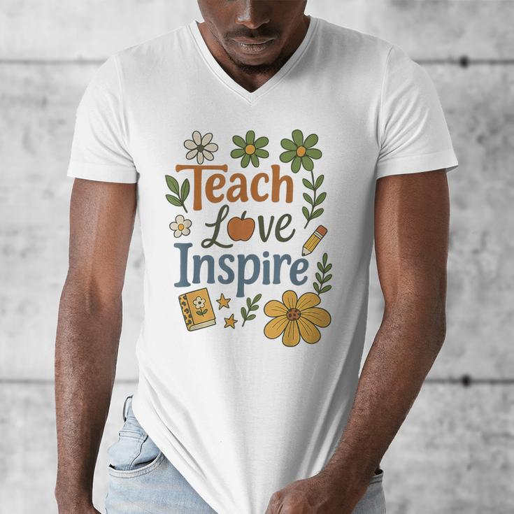 Teacher Inspire Love Men's V-Neck T-Shirt, funny design Teacher Inspire Love Men's V-Neck T-Shirt, funny design