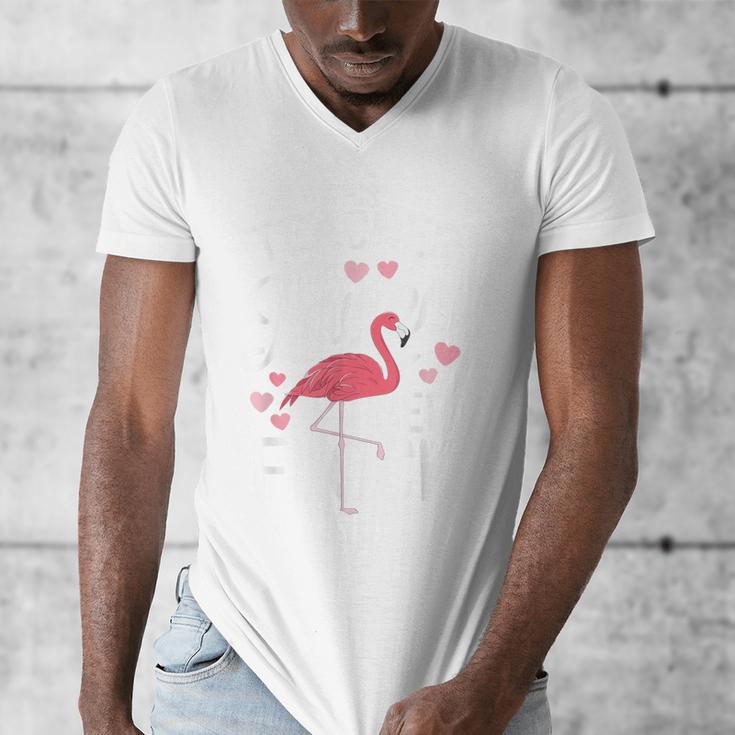 This Teacher Loves Her Flock Flamingo Teacher Class Men's V-Neck T-Shirt, funny design