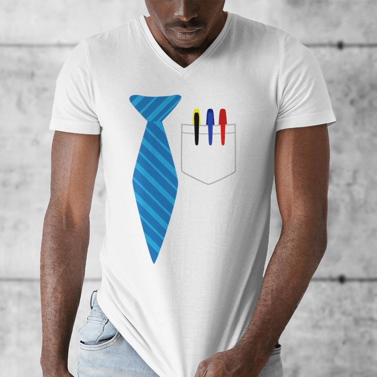Teacher Tie & Pocket Protector Costume School Men's V-Neck T-Shirt, funny design Teacher Tie & Pocket Protector Costume School Men's V-Neck T-Shirt, funny design