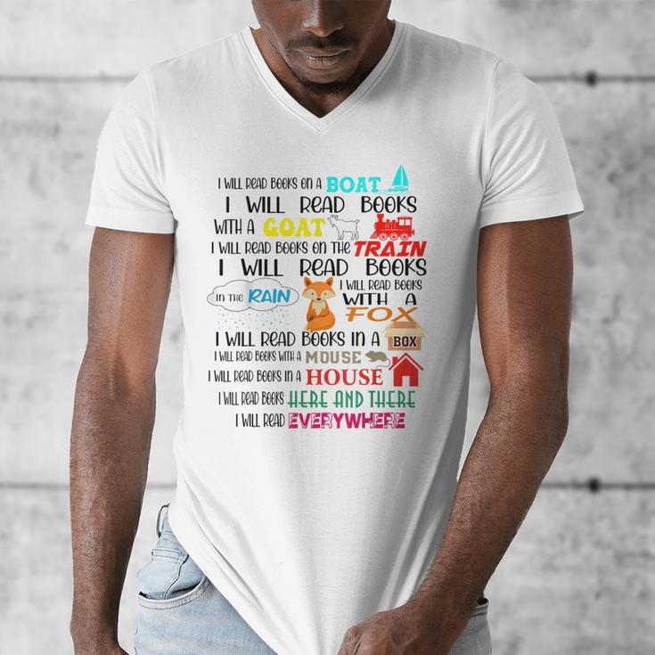 Teacher I Will Read Book On Boat Kids Women Bookworm Men's V-Neck T-Shirt, funny design Teacher I Will Read Book On Boat Kids Women Bookworm Men's V-Neck T-Shirt, funny design