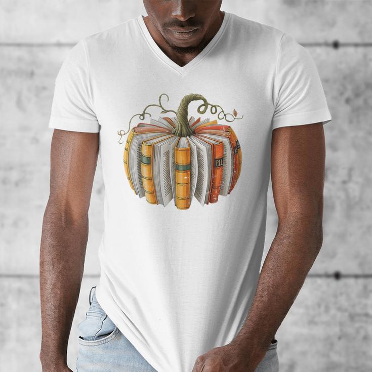 Teachers Students Fall Book Pumpkin Fall Librarians Bookworm Men's V-Neck T-Shirt, funny design Teachers Students Fall Book Pumpkin Fall Librarians Bookworm Men's V-Neck T-Shirt, funny design
