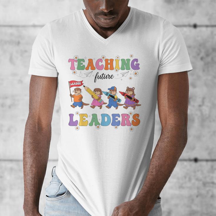 Teaching Future Leaders Otter Back To School Teacher Men's V-Neck T-Shirt, Future Teacher Gifts, funny design