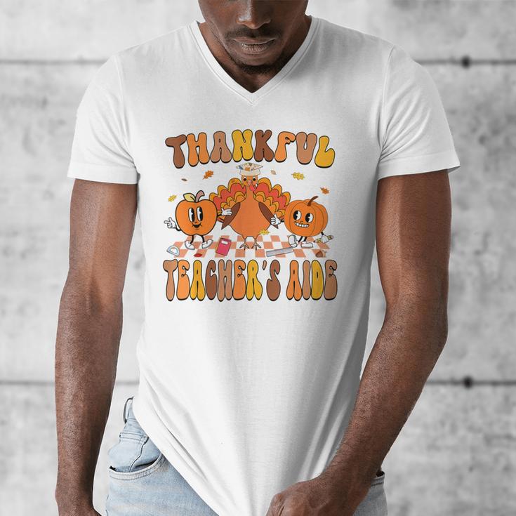 Thankful Teacher's Aide Thanksgiving Autumn Fall Women Men Men's V-Neck T-Shirt, funny design Thankful Teacher's Aide Thanksgiving Autumn Fall Women Men Men's V-Neck T-Shirt, funny design