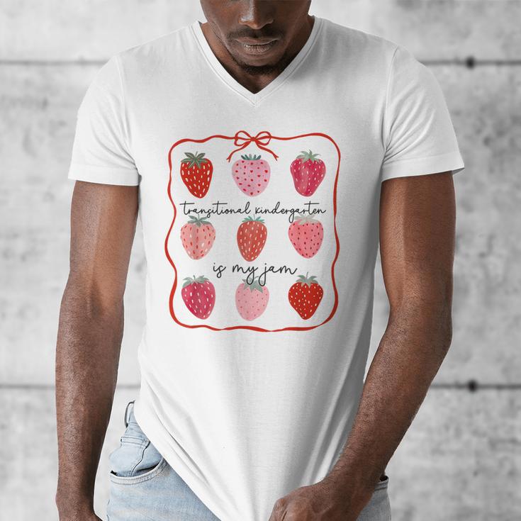 Transitional Kindergarten Is My Jam Strawberry TK Teacher Men's V-Neck T-Shirt, funny design