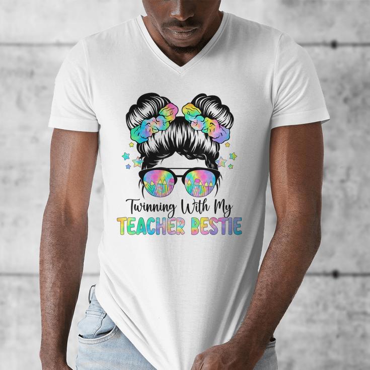 Twin Day Friends Teacher Twinning With My Bestie Men's V-Neck T-Shirt, Friend Gifts, funny design Twin Day Friends Teacher Twinning With My Bestie Men's V-Neck T-Shirt, Friend Gifts, funny design
