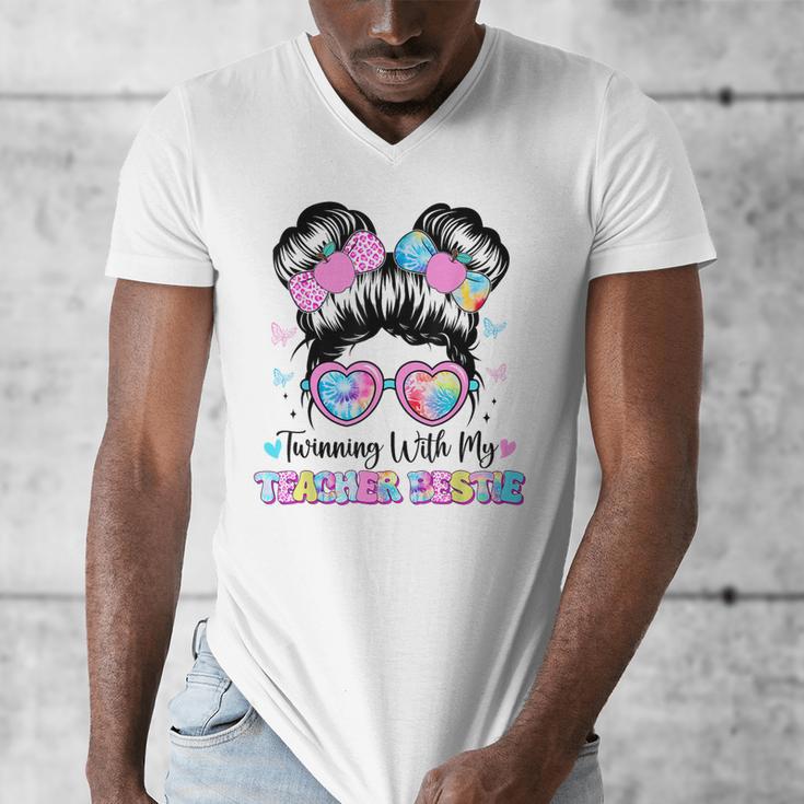 Twinning With My Teacher Bestie Twin Day Friends Teacher Men's V-Neck T-Shirt, Friend Gifts, funny design