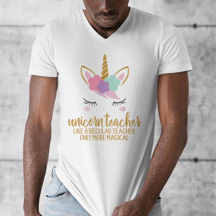 Unicorn Teacher Shirt For Women School Teacher Men's V-Neck T-Shirt, funny design