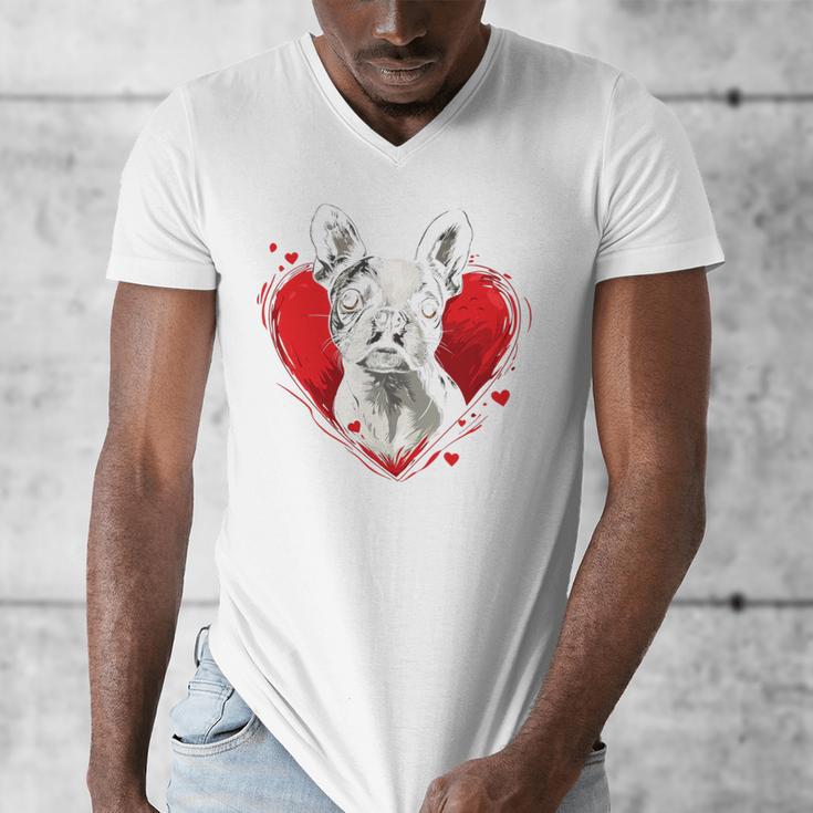 Valentine's Day Boston Terrier Dog Men's V-Neck T-Shirt, funny design