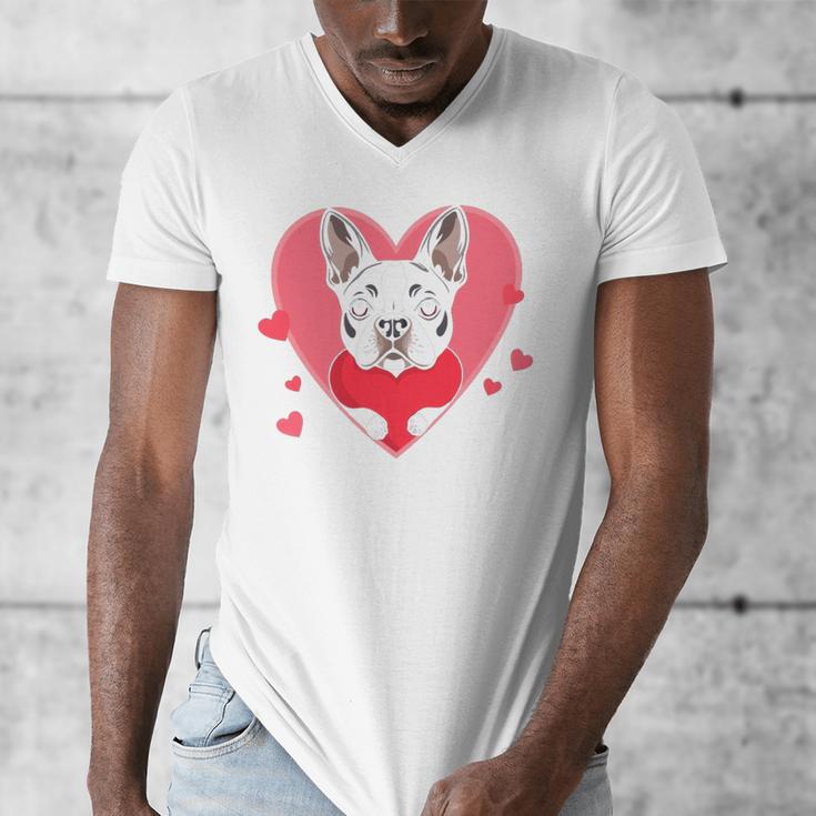 Valentine's Day Boston Terrier Heart Men's V-Neck T-Shirt, funny design