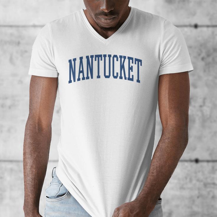 Varsity Grey Nantucket Men's V-Neck T-Shirt, funny design