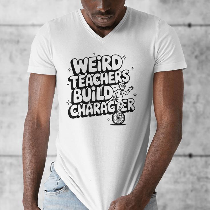 Weird Teachers Build Character School Pun Men's V-Neck T-Shirt, funny design