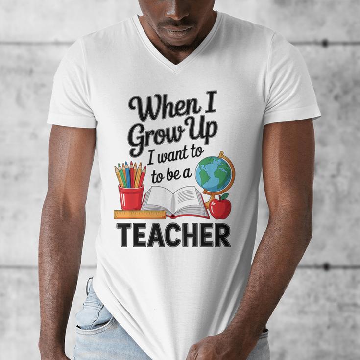 When I Grow Up I Want To Be Teacher Kids Men's V-Neck T-Shirt, funny design When I Grow Up I Want To Be Teacher Kids Men's V-Neck T-Shirt, funny design
