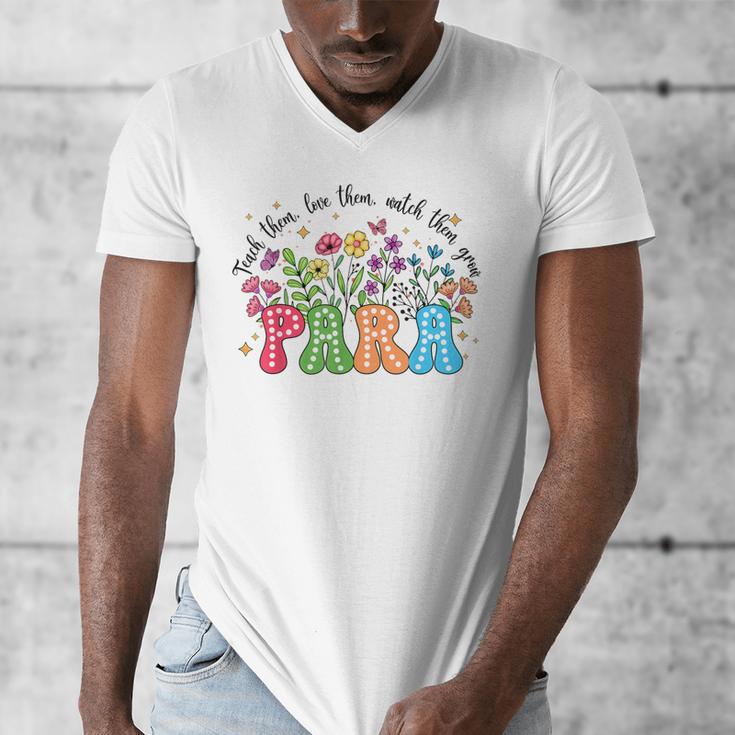 Wildflower Para Floral Paraprofessional Paraeducator Teacher Men's V-Neck T-Shirt, funny design Wildflower Para Floral Paraprofessional Paraeducator Teacher Men's V-Neck T-Shirt, funny design
