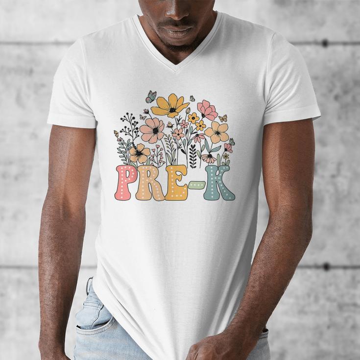 Wildflower Pre-K Preschool Team Floral Teacher Girls Men's V-Neck T-Shirt, funny design