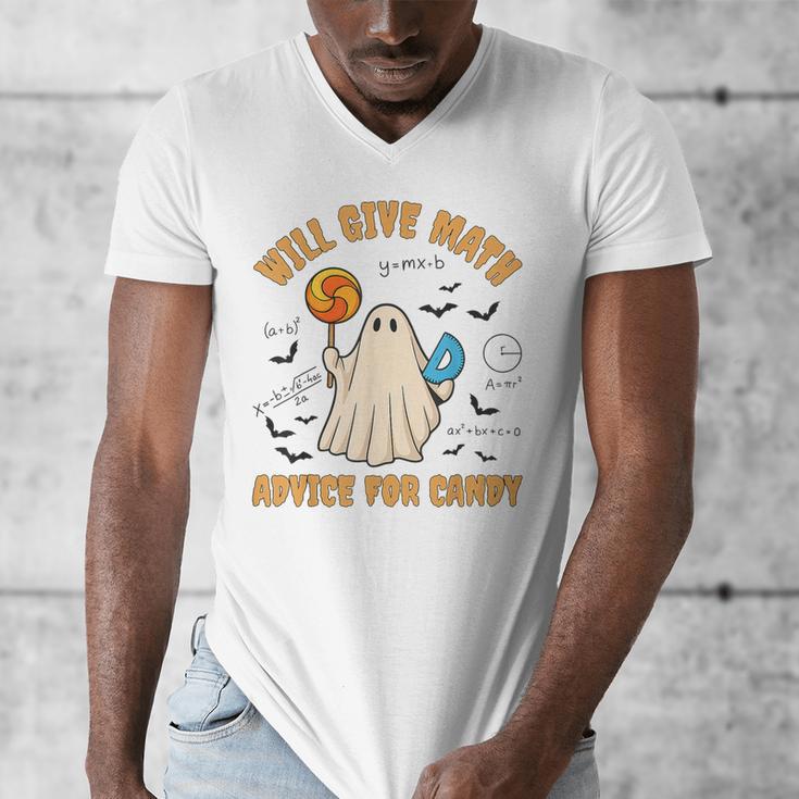 Will Give Math Advice For Candy Math Ghost Teacher Halloween Men's V-Neck T-Shirt, funny design