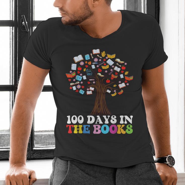 100 Days In The Books Reading Teacher 100th Day Of School Men's V-Neck T-Shirt, gift for family, gift for coworker 100 Days In The Books Reading Teacher 100th Day Of School Men's V-Neck T-Shirt, gift for family, gift for coworker