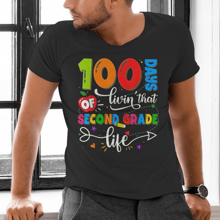 100 Days Of Living That 2nd Grade Life Boy Girl Teacher Men's V-Neck T-Shirt, 2nd Grade Teacher Shirts, gift for family, gift for coworker 100 Days Of Living That 2nd Grade Life Boy Girl Teacher Men's V-Neck T-Shirt, 2nd Grade Teacher Shirts, gift for family, gift for coworker