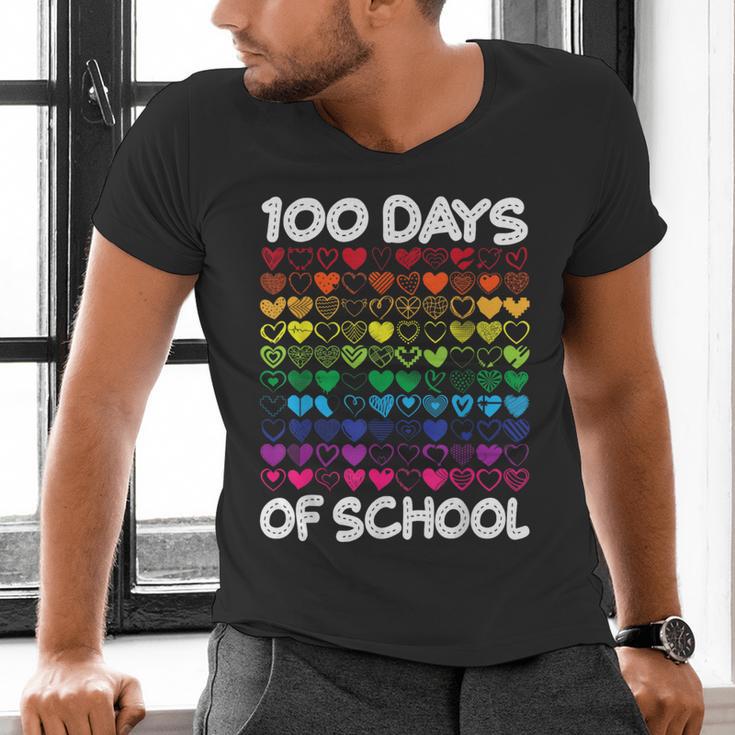 100 Days Of School Heart Love Teacher Or Student 100th Day Men's V-Neck T-Shirt, gift for family, gift for coworker 100 Days Of School Heart Love Teacher Or Student 100th Day Men's V-Neck T-Shirt, gift for family, gift for coworker