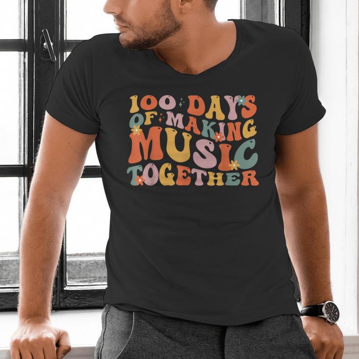 100 Days Of School Music Teacher Men's V-Neck T-Shirt, gift for family, gift for coworker