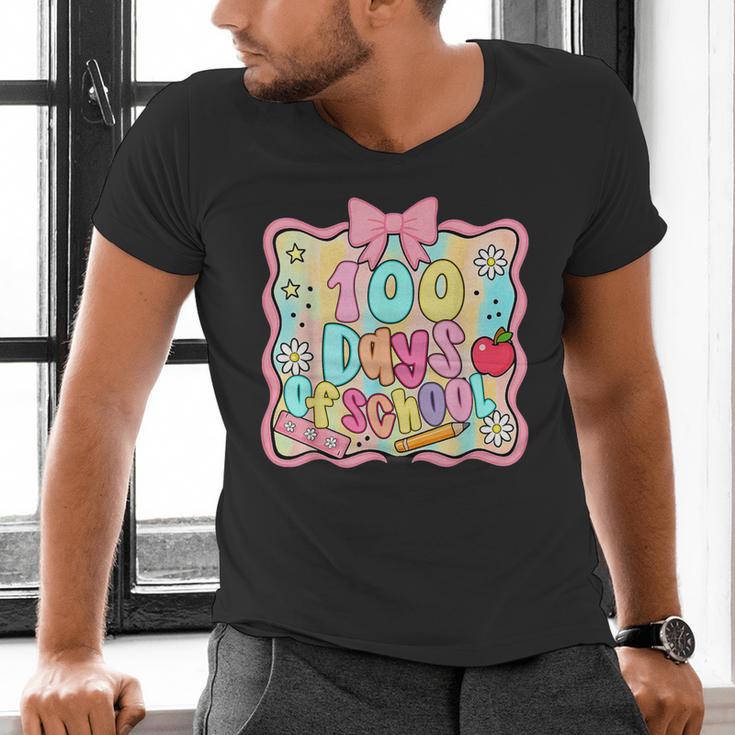 100 Days Of School Preppy 100th Day Of School Teacher Kids Men's V-Neck T-Shirt, gift for family, gift for coworker 100 Days Of School Preppy 100th Day Of School Teacher Kids Men's V-Neck T-Shirt, gift for family, gift for coworker