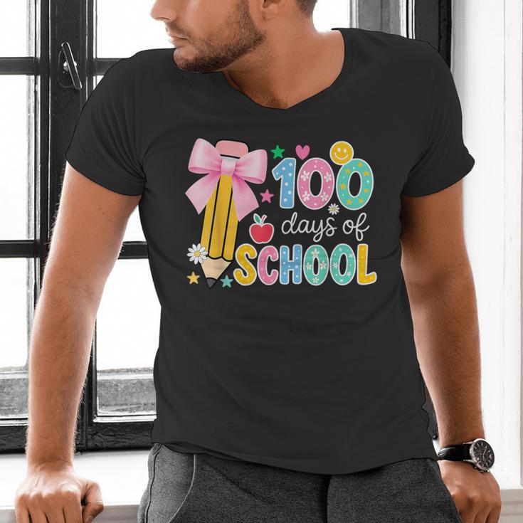 100 Days Of School Preppy 100th Day Of School Teachers Girls Men's V-Neck T-Shirt, gift for family, gift for coworker 100 Days Of School Preppy 100th Day Of School Teachers Girls Men's V-Neck T-Shirt, gift for family, gift for coworker