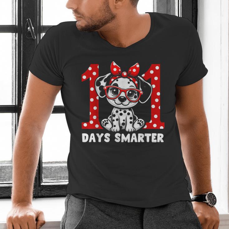 100 Days Smarter 101st Day School Dalmatian Dog Teacher Kids Men's V-Neck T-Shirt, gift for family, gift for coworker