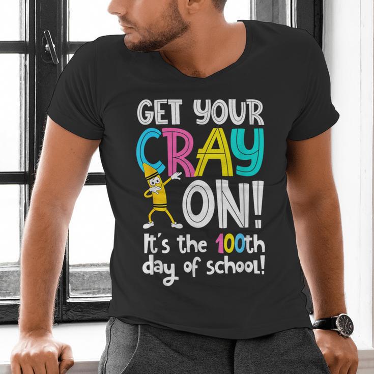 100th Day Of School Get Your Cray On Teacher Men's V-Neck T-Shirt, gift for family, gift for coworker 100th Day Of School Get Your Cray On Teacher Men's V-Neck T-Shirt, gift for family, gift for coworker
