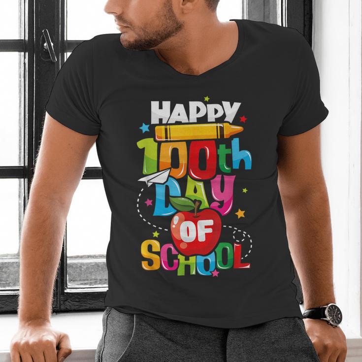 100th Day Of School Teachers Kids Child Happy 100 Days Men's V-Neck T-Shirt, gift for family, gift for coworker