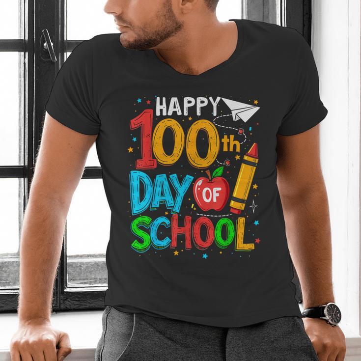 100th Day Of School Teachers Kids Happy 100 Days Men's V-Neck T-Shirt, gift for family, gift for coworker 100th Day Of School Teachers Kids Happy 100 Days Men's V-Neck T-Shirt, gift for family, gift for coworker