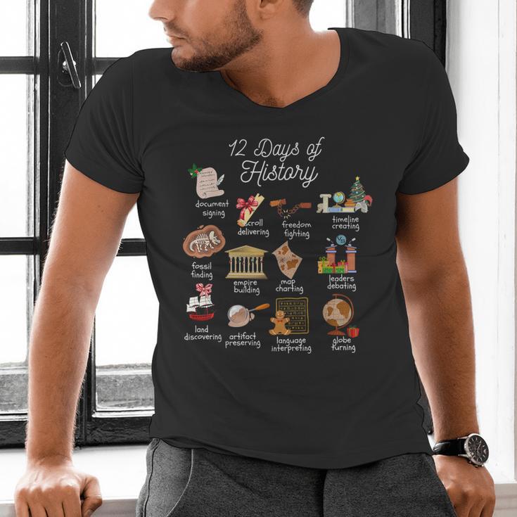 12 Day Of History Teacher Christmas Social Studies Student Men's V-Neck T-Shirt, History Teacher Shirts, gift for family, gift for coworker