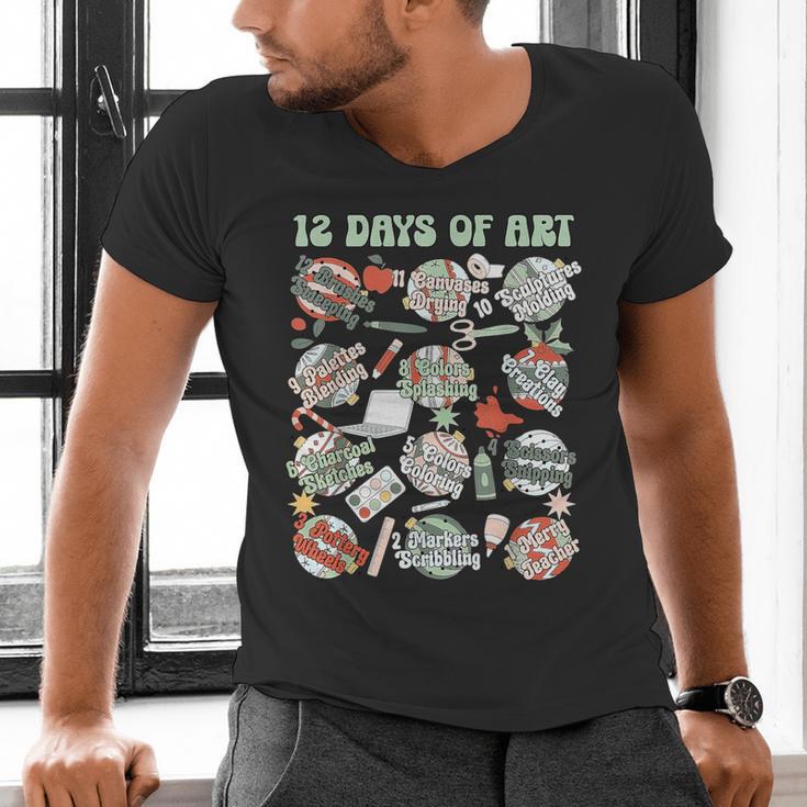 12 Days Of Art Teacher Christmas Artists Painter Educational Men's V-Neck T-Shirt, gift for family, gift for coworker 12 Days Of Art Teacher Christmas Artists Painter Educational Men's V-Neck T-Shirt, gift for family, gift for coworker