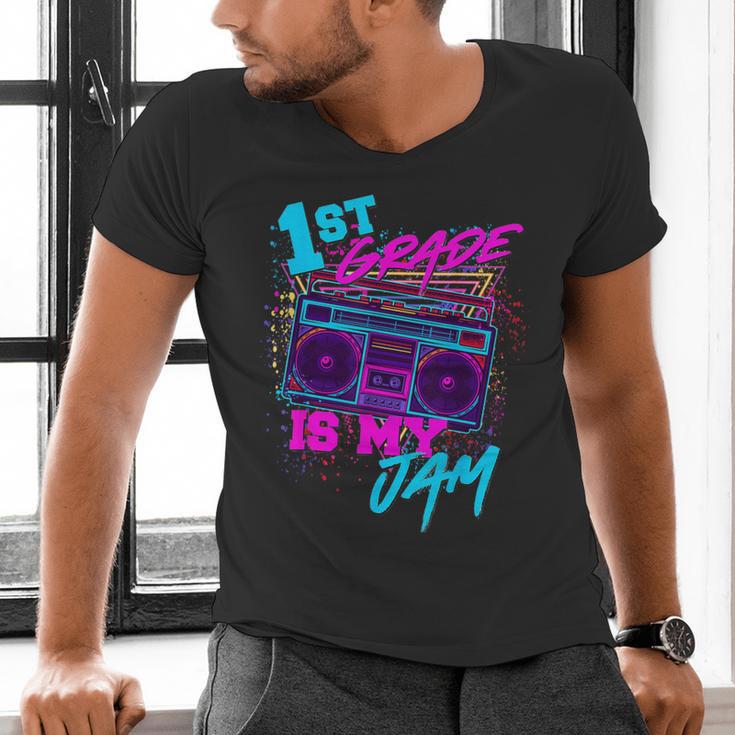 1st Grade Is My Jam Vintage 80s 80's Teacher Student Retro Men's V-Neck T-Shirt, gift for family, gift for coworker 1st Grade Is My Jam Vintage 80s 80's Teacher Student Retro Men's V-Neck T-Shirt, gift for family, gift for coworker