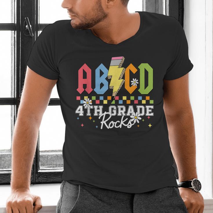 4th Grade Rocks ABCD Back To School Rock Teachers Men's V-Neck T-Shirt, gift for family, gift for coworker 4th Grade Rocks ABCD Back To School Rock Teachers Men's V-Neck T-Shirt, gift for family, gift for coworker