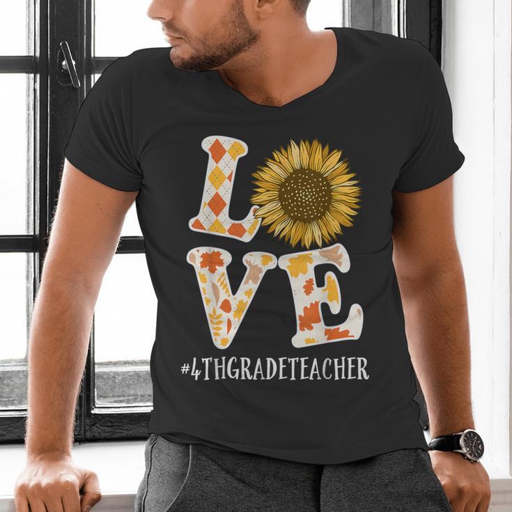4th Grade Teacher Love Autumn Fall Sunflower Appreciation Men's V-Neck T-Shirt, 4th Grade Teacher Shirts, gift for family, gift for coworker 4th Grade Teacher Love Autumn Fall Sunflower Appreciation Men's V-Neck T-Shirt, 4th Grade Teacher Shirts, gift for family, gift for coworker