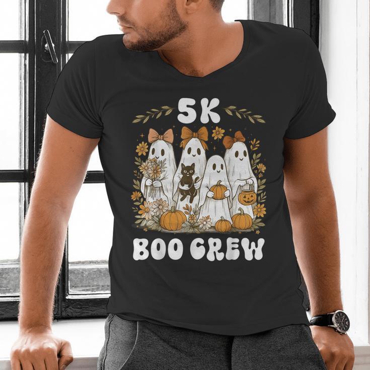 5K Boo Crew Halloween Teacher K5 Floral Ghost Trick Or Teach Men's V-Neck T-Shirt, gift for family, gift for coworker 5K Boo Crew Halloween Teacher K5 Floral Ghost Trick Or Teach Men's V-Neck T-Shirt, gift for family, gift for coworker