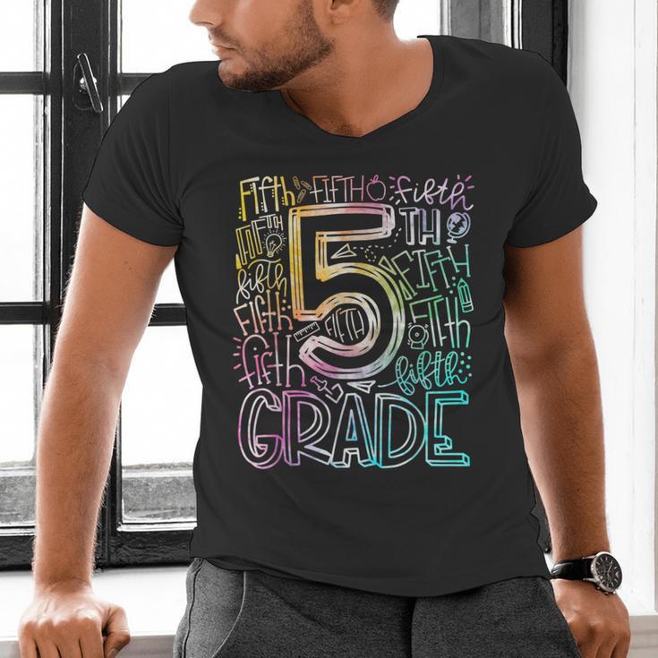 5th Grade Typography Team Fifth Grade Teacher Back To School Men's V-Neck T-Shirt, gift for family, gift for coworker