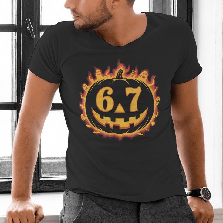 6 7 Meme Halloween Pumpkin Costume For Student Teacher Men's V-Neck T-Shirt, gift for family, gift for coworker