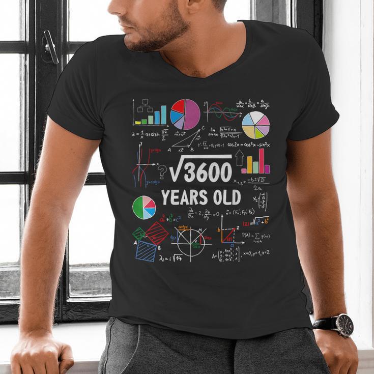 60 Year Old Math Teacher Square Root Of 3600 60th Birthday Men's V-Neck T-Shirt, gift for family, gift for coworker
