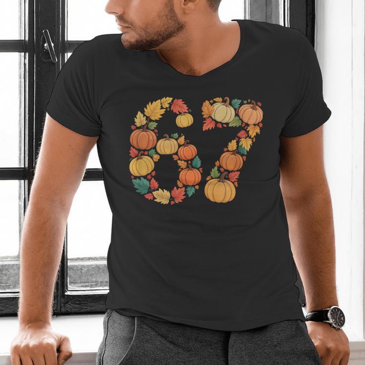 67 6 7 Fall Leaves For Teachers 67 Teacher Men's V-Neck T-Shirt, gift for family, gift for coworker