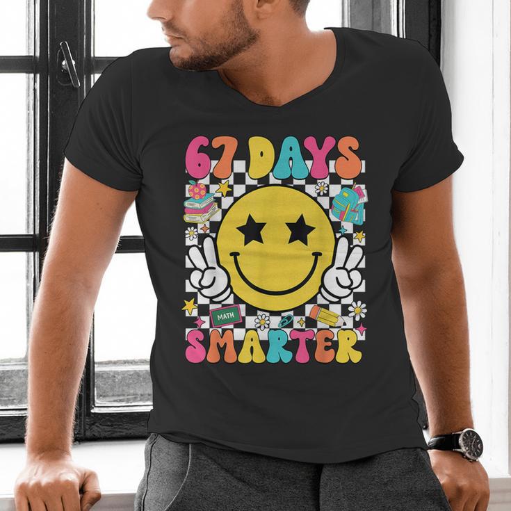 67th Day Of School Shirt 67 Days Smarter Teacher Boy Girls Men's V-Neck T-Shirt, gift for family, gift for coworker