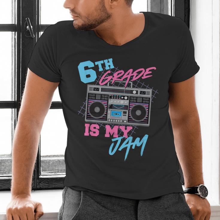 6th Grade Is My Jam Vintage 80s Boombox Teacher Student Men's V-Neck T-Shirt, gift for family, gift for coworker