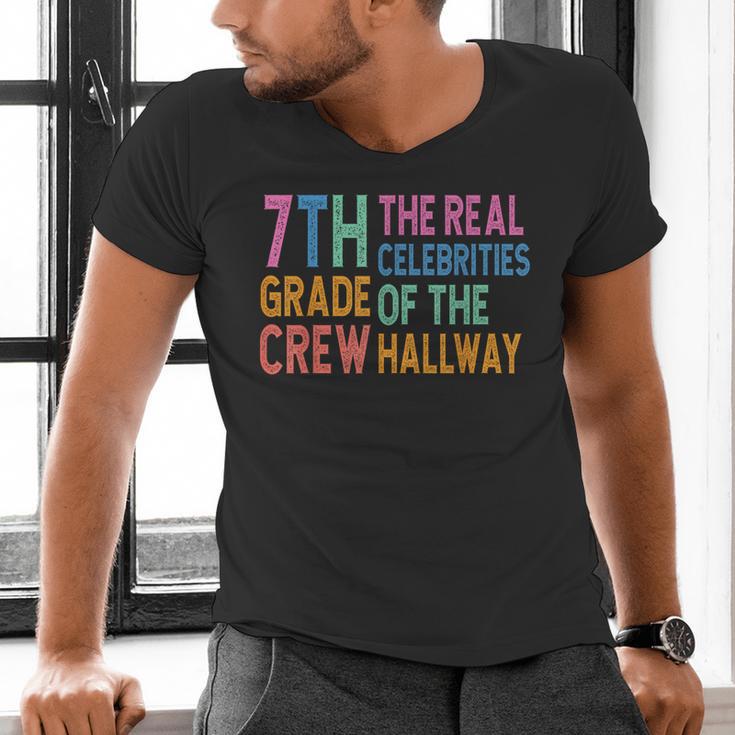 7th Grade Crew The Real Celebrities Of The Hallway Teacher Men's V-Neck T-Shirt, gift for family, gift for coworker 7th Grade Crew The Real Celebrities Of The Hallway Teacher Men's V-Neck T-Shirt, gift for family, gift for coworker