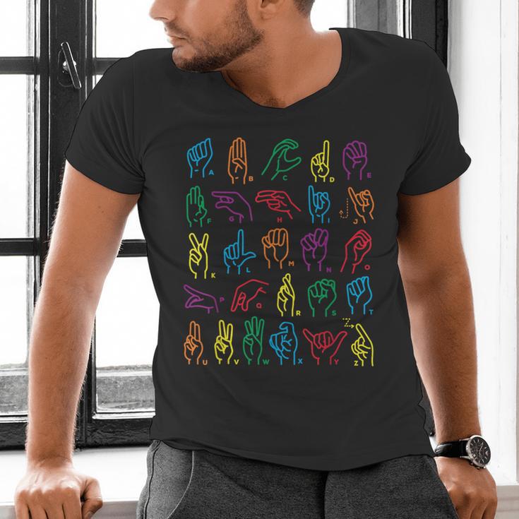 ABC Sign Language Chart Teacher Hand Letter Alphabet ASL Men's V-Neck T-Shirt, gift for family, gift for coworker ABC Sign Language Chart Teacher Hand Letter Alphabet ASL Men's V-Neck T-Shirt, gift for family, gift for coworker
