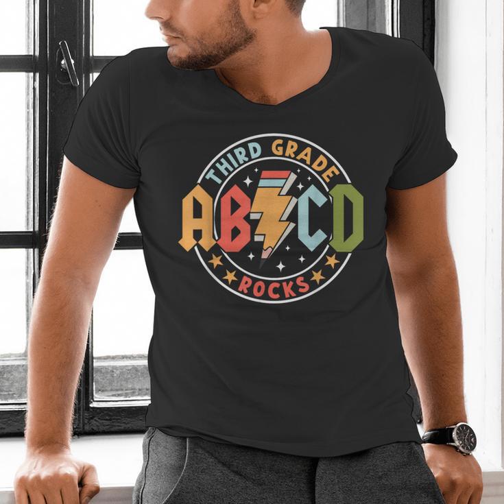ABCD 3rd Grade Rocks Pencil Lightning Teachers Rock Boys Men's V-Neck T-Shirt, gift for family, gift for coworker ABCD 3rd Grade Rocks Pencil Lightning Teachers Rock Boys Men's V-Neck T-Shirt, gift for family, gift for coworker