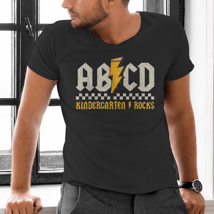 ABCD Kindergarten Rocks Pencil Lightning Students Teachers Men's V-Neck T-Shirt, gift for family, gift for coworker ABCD Kindergarten Rocks Pencil Lightning Students Teachers Men's V-Neck T-Shirt, gift for family, gift for coworker