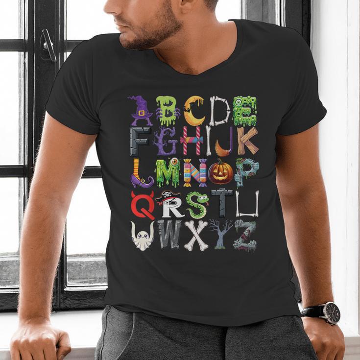 ABCs Alphabet Halloween Learning Kindergarten Teachers Men's V-Neck T-Shirt, gift for family, gift for coworker ABCs Alphabet Halloween Learning Kindergarten Teachers Men's V-Neck T-Shirt, gift for family, gift for coworker